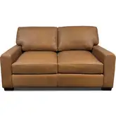 9950 Loveseat in Poncho Camel Brown Top Grain Leather
